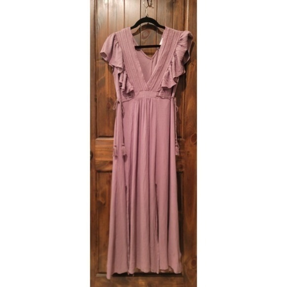 Baltic Born Jennifer Deep V Maxi Dress Boho Ethereal Cottagecore Flowy - Picture 8 of 9